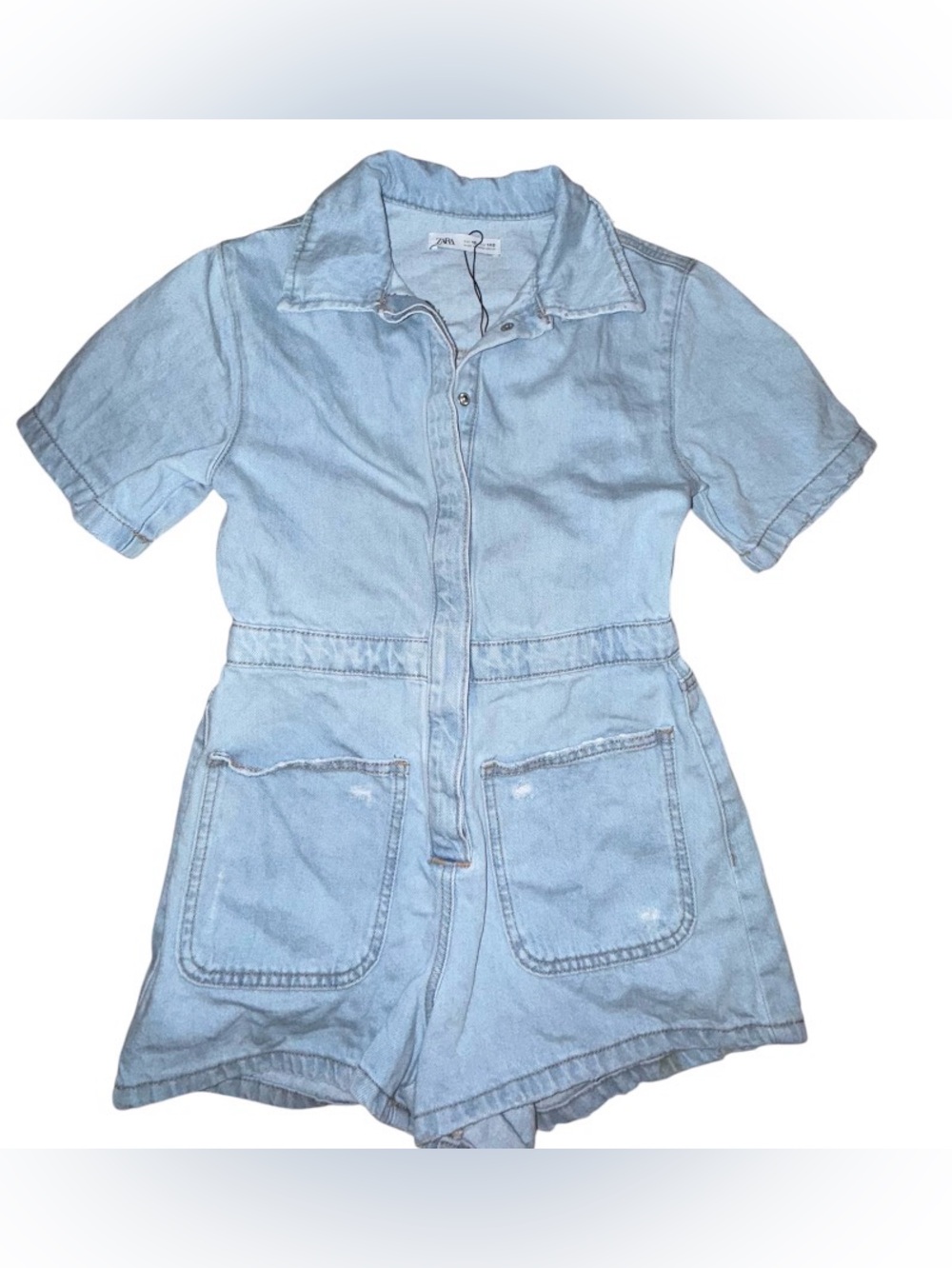 Zara kids Light Blue Short Sleeve Denim Romper 10
